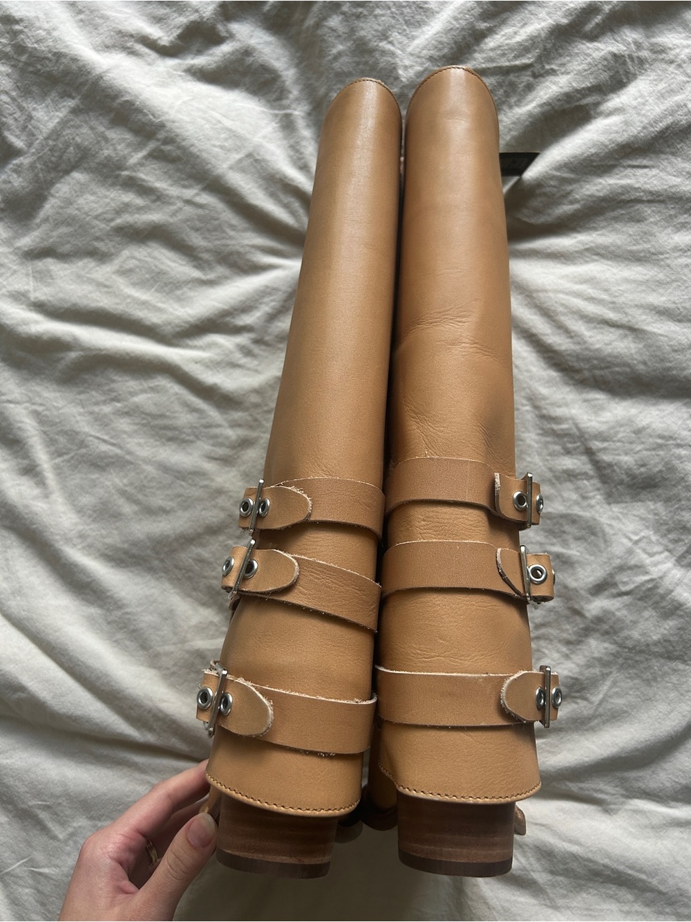 Dingo Cognac Knee-High Leather Buckle Boots 6.5 NWT - Picture 4 of 6
